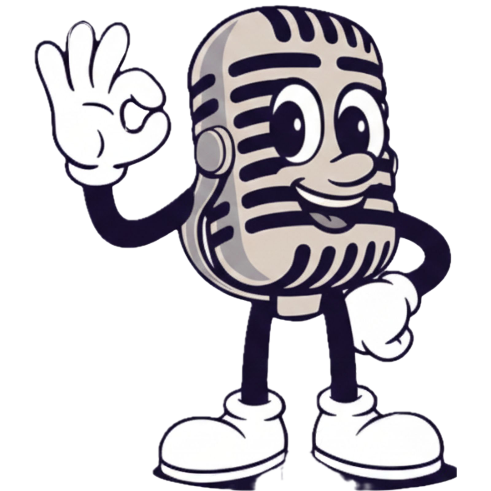 Miccy mascot: a friendly vintage-style microphone character